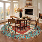 SERISSA 6ft Washable Non Slip Round Boho Area Rug for Bedroom，Orange