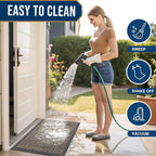Smiry Front Door Mat Outside Entrance, Heavy Duty Sturdy Natural Rubber Doormat, Trap Dirt and Moisture, Easy Clean Low Profile Mats for Indoor Outdoor Entry, Irregular Triangle (71x34, Brown)