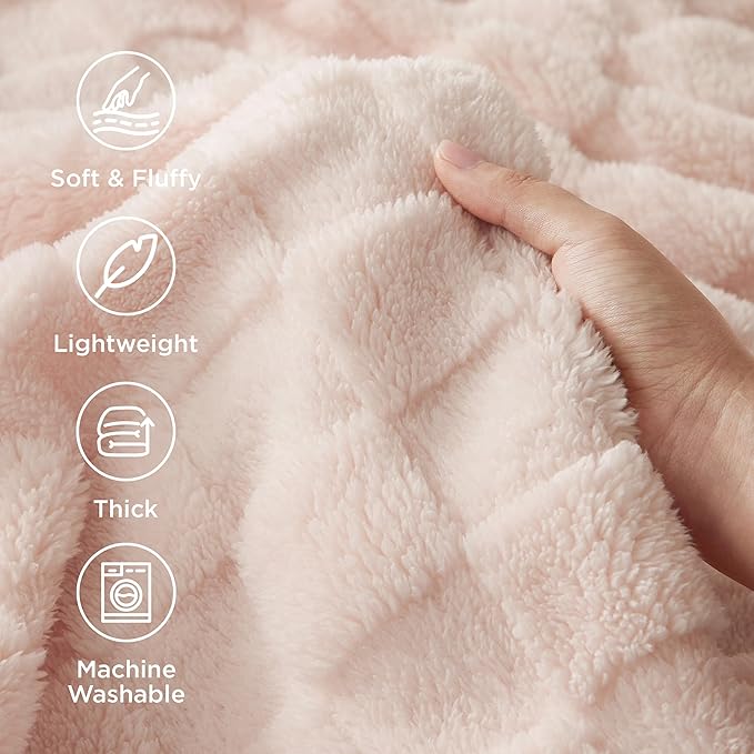 Bedsure GentleSoft Light Pink Throw Blanket for Couch - Super Soft Cozy Blankets Gifts for Kids Girls, Cute Small Fleece Throws for Bedroom Home Decor, 50x70 Inches
