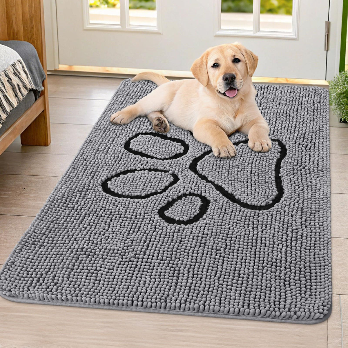 Smiry Dog Door Mat for Muddy Paws, Absorbent Non Slip Dirt Trapper, 40x32