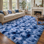9x12 Ft Extra Large Shag Rugs for Living Room, Ultra Soft Fluffy Furry Area Rugs for Bedroom Indoor Floor, Aesthetic Carpet for Kids Home Decor (Blue)