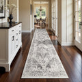 3x14 Washable Hallway Runner Rug: Long Vintage Soft Non Slip Rug Gray
