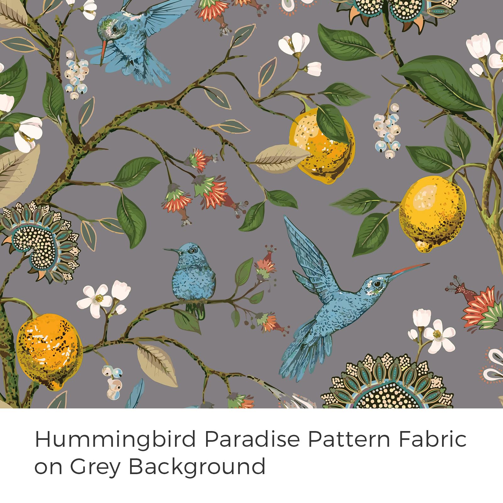 Topfinel Black Dark Floral Grey Blackout Curtains, Gray Decorative French Country Grommet Dark Academia Antique Decor Hummingbird Window Covering for Living Room Bedroom Dining,84 Inch Length