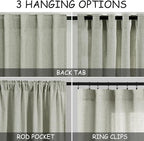 Sage Curtains 90 inches Long 2 panels for Living Room Back Tab Rod Pocket Semi Sheer Linen Draperies Muted Neutral Sage Green Room Decor Earth Tone Pale Green Curtains for Diningroom Bedroom Office