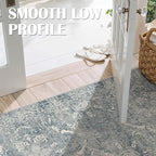 2x3 Entryway Area Rug Washable - Neutral Small Entry Rug Kitchen Rug Runner Vintage Soft Floor Mat Non Slip Indoor Farmhouse Carpet for Bedroom Bathroom Living Room (Blue)