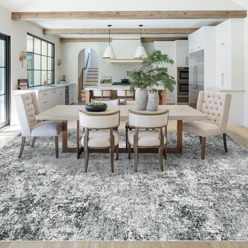 XLUEZ 8x10 Area Rugs for Living Room, Washable Modern Abstract Large Area Rug Neutral Soft Non Slip Kids Rug Stain Resistant Indoor Carpet for Bedroom Nursery Dining Room Playroom(Grey, 8'x10')