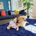 OLANLY 6x7 Area Rugs for Living Room Bedroom, Machine Washable Soft Fluffy Shaggy Bedside Rug, Indoor Floor Carpet for Kids Girls and Boys, Dorms, Nursery Rooms, Home Decor Aesthetic, Navy Blue