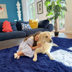 OLANLY 8x12 Machine Washable Large Area Rugs for Living Room, Bedroom, Soft Fluffy Shaggy Bedside Rug, Indoor Floor Carpet for Kids Girls and Boys, Dorms, Nursery, Home Decor Aesthetic, Navy Blue