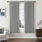 Guken Dark Grey 100% Blackout Linen Curtains 63 Inch Length 2 Panels Set for Living Room Bedroom Back Tab/Rod Pocket Thermal Insulated Black Out Drapes Room Darkening Farmhouse Window Curtains