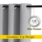 NICETOWN Blackout Silver Grey Curtains 90 inch Length - Triple Weave Energy Saving Thermal Insulated Solid Grommet Blackout Draperies for Bedroom/Living Room (1 Pair, W52 x L90)