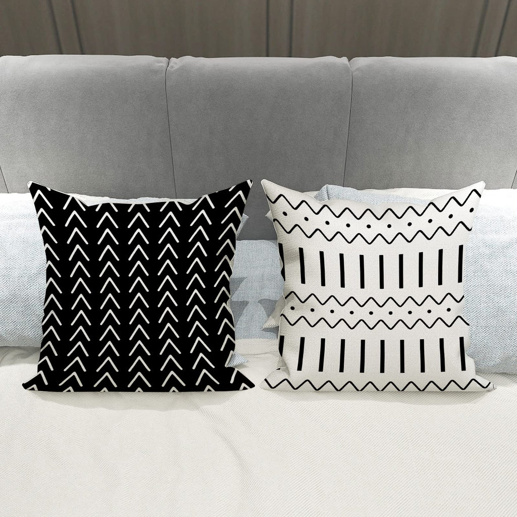 YCOLL Pillow Covers 22x22 Set of 4, Modern Sofa Throw Pillow Cover, Decorative Outdoor Linen Fabric Pillow Case for Couch Bed Car, Black