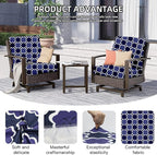 8Pcs Outdoor Cushion Covers, Patio Cushion Covers,Stretch Elastic Slipcovers, Replacement Washable & Reusable Furniture Protector for Patio Couch(Dark Blue Geometric Pattern,8PCS)