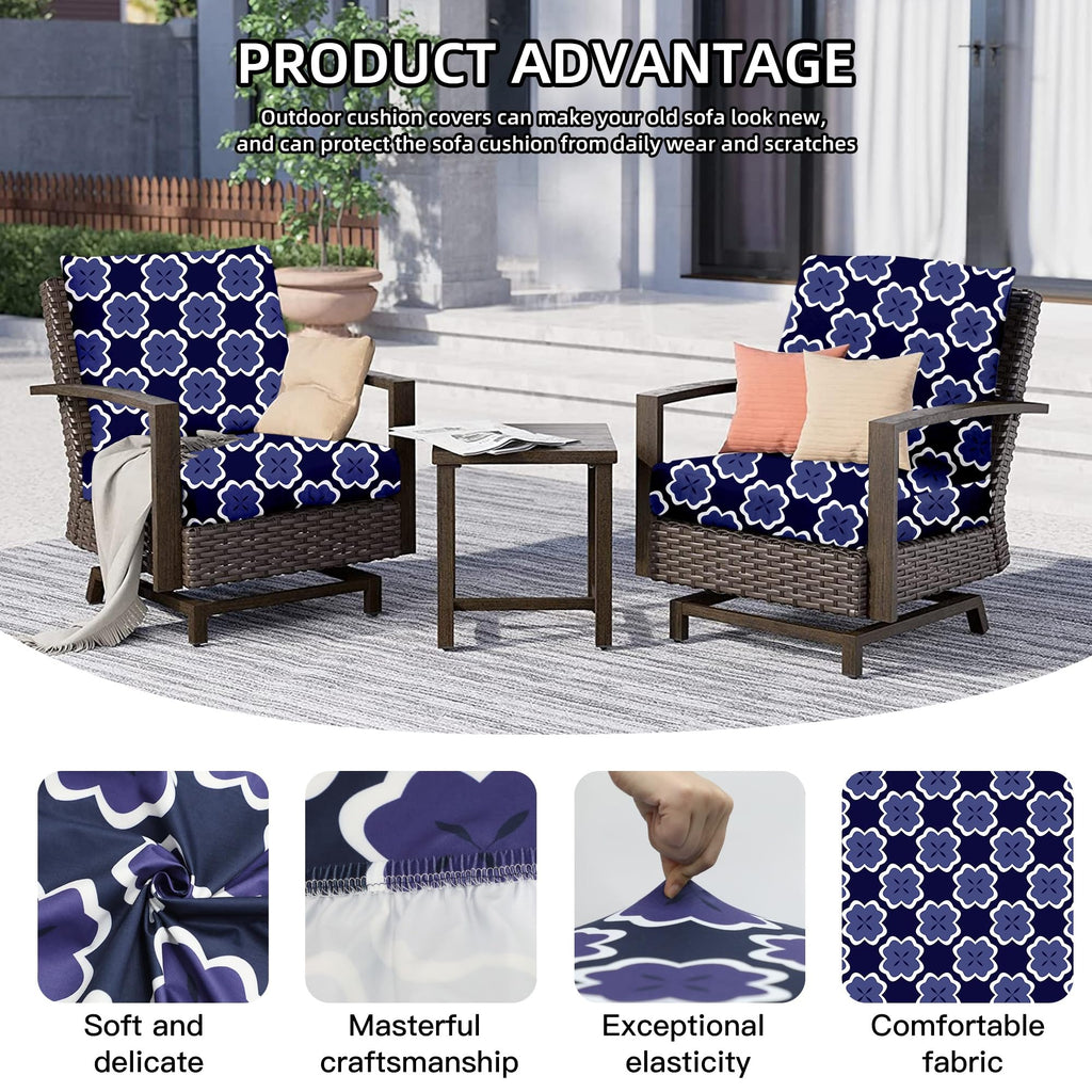 DREAHOTEXTIL 8Pcs Outdoor Cushion Covers, Elastic Patio Cushion Covers