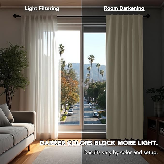 Deconovo Blackout Curtains, Thermal Insulated, W42 x L95 2 Panels, Back Tab, Machine Washable, Room-Darkening Drapes for Bedroom/Living Room Light Beige