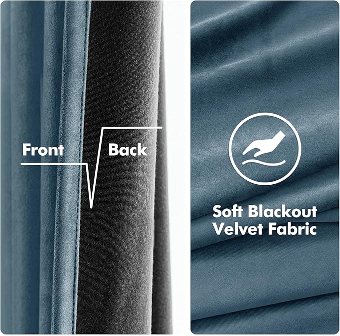 MIULEE Velvet Curtains Dark Slate Blue 52 x 96 Inch Length Set of 2
