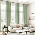 Nanspring Mist Sage Linen Curtains 108 Inches Long for Living Room Bedroom 2 Panels Set Extra Long Back Tab Curtain Light Filtering Sheer Drapes Floor to Ceiling Curtain for Large Windows 52x108