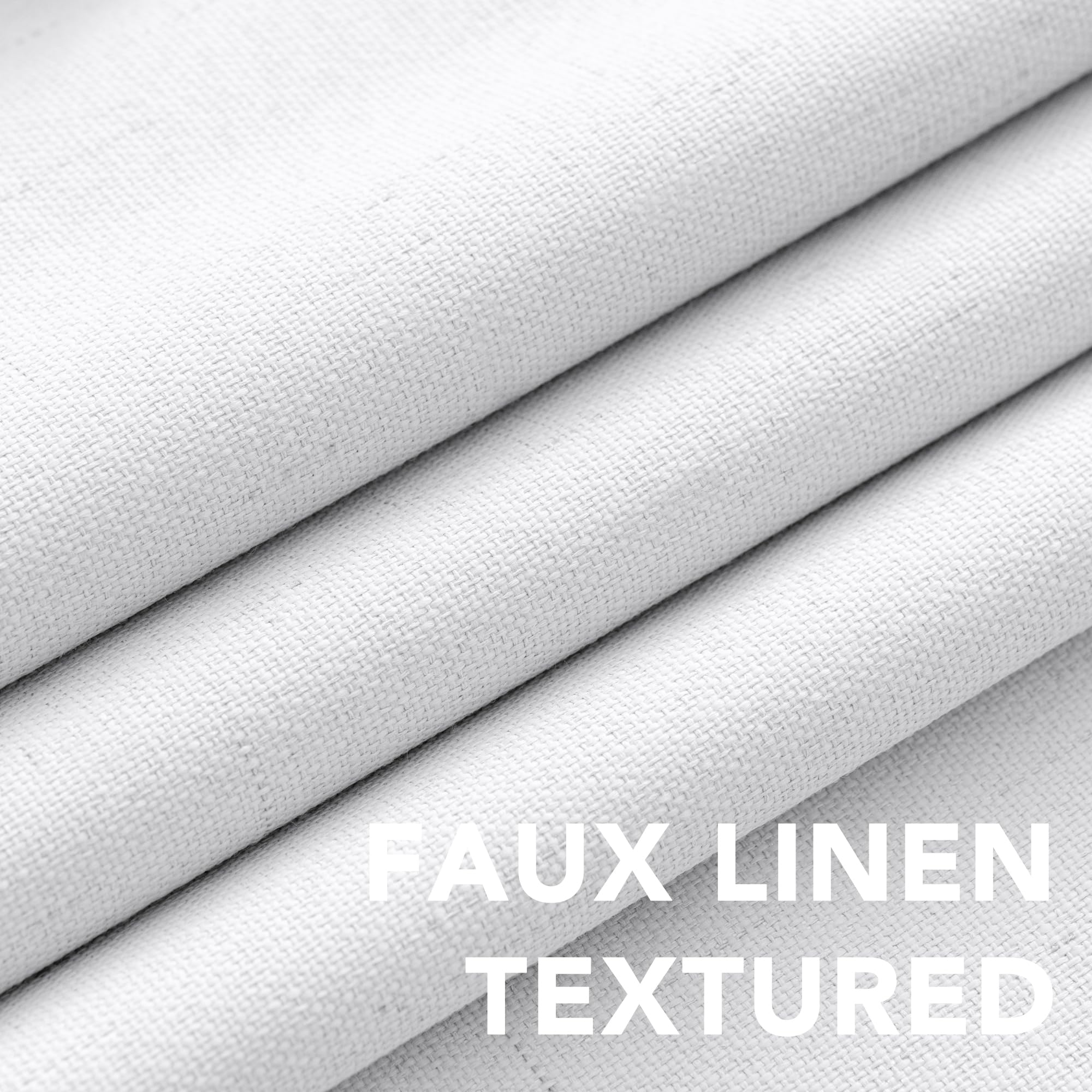 H.VERSAILTEX 100% Blackout Curtains for Bedroom Thermal Insulated Linen Textured Curtains Heat and Full Light Blocking Drapes Living Room Curtains 2 Panel Sets, 52x45 - Inch, White