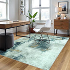 5x8 Area Rugs for Living Room Washable Bedroom Dining Room Teal Grey Gold
