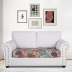 hyha Printed Couch Cushion Covers, Floral Sofa Covers Washable for 2 Cushion Couch, Stretch Pattern Outdoor Cushion Covers for Patio Furniture with Elastic Bottom(Medium, Diamond Mandala)