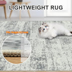 PLHXFR 8x10 Area Rug Living Room: Modern Abstract Washable Carpet Grey
