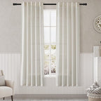 Nanspring Cream Semi Sheer Linen Curtains 72 inch Length for Living Room Back Tab Rod Pocket Modern Farmhouse Coastal Decor Cotton Textured Gauze Curtains for Dining Room Office Sunroom 38x72