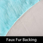 Latepis Large Faux Fur Rug Light Blue Round Rug s6.7ft Circle Fuzzy Plush Rugs for Bedroom Soft Fluffy Rug for Living Room Luxury Home Decor
