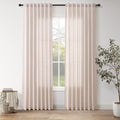 Nanspring Natural White Linen Curtains 84 Inch Length for Living Room Burlap Light Filtering Semi Sheer Curtain Back Tab Neutral Farmhouse Privacy Drapes for Bedroom Office 52x84, 2 Panels