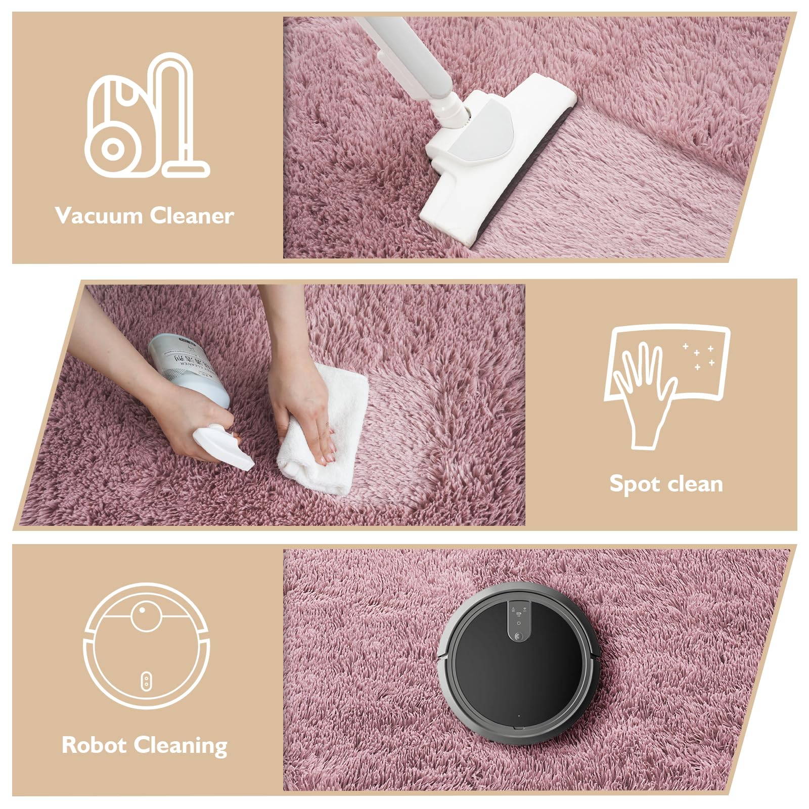 yulidayang 5x8 Shag Area Rug for Bedroom,Blush Fluffy Rugs for Living Room