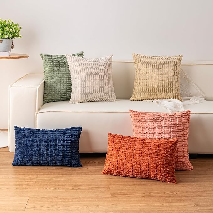 Aegero Pack of 2 Corduroy Decorative Throw Pillow Covers 12x24 Inch, Teal