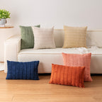 Aegero Pack of 2 Corduroy Decorative Throw Pillow Covers 24x24 Inch, Blue