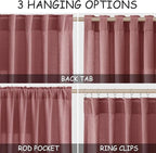 Canyon Rose Linen Curtains for Living Room 126 Inches Long Light Filtering Semi Sheer Curtain Back Tab Modern Farmhouse Decor Boho Girl Drapes Floor to Ceiling High Window for Bedroom 52x126, 2 Panels