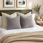 MIULEE Corduroy Decorative Throw Pillow Covers 16x16 Light Grey Pack of 2