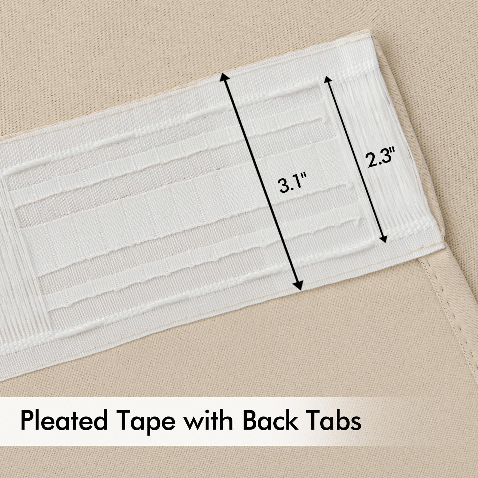 MIULEE Cream Beige Back Tab Blackout Curtains 52x132 Inch Length 2 Panels