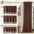 Guken 100% Blackout Curtains 72 Inch Length 2 Panels Set for Living Room Bedroom Back Tab Thermal Insulated Black Out Linen Drapes Room Darkening Window Curtains 72 Inches Long,Rustic Brown