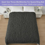Bigacogo Chunky Knit Throw Blanket for Couch, 80x90 inches, Dark Grey