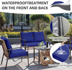 12Pcs Outdoor Cushion Covers, Patio Cushion Covers,Stretch Elastic Slipcovers, Replacement Washable & Reusable Furniture Protector for Patio Couch (Lake Blue,Cover Only)