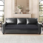 Leather Look Couch Cushion Covers Sofa Seat Slipcovers Sets Couches Furniture Protector for Sectional Armchair Loveseat Pets Kids Stretch Spandex Fabric (1 Cushion Sofa, Dark Grey)
