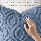 decorUhome Throw Pillow Covers 24x24 Inch Set of 2, Soft Plush Faux Wool Dusty Blue Solid Couch Pillow Covers, Accent Euro Sham Farmhouse Neutral Square Pillow Cases for Sofa Bed Living Room