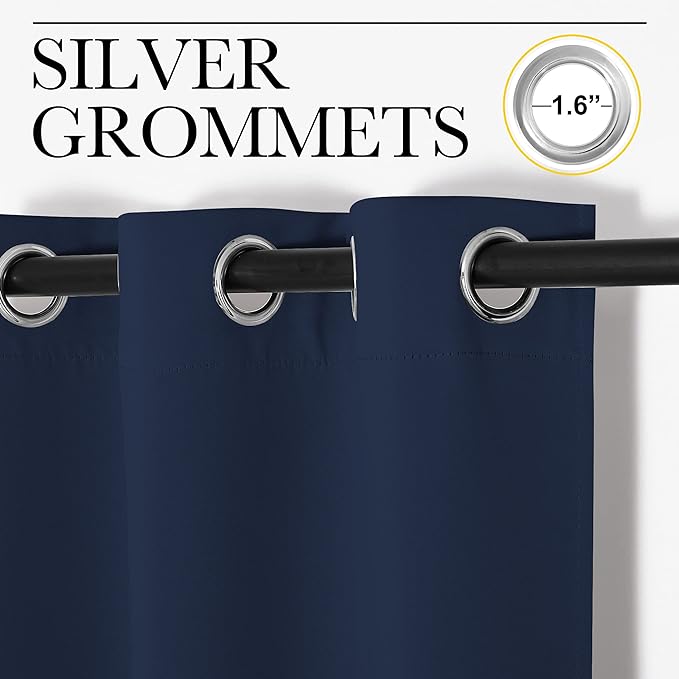 NICETOWN Blackout Curtain Panels, Window Treatment Energy Saving Thermal Insulated Solid Grommet Blackout Drapes/Draperies (Navy, 1 Pair, 42 by 48-inch)