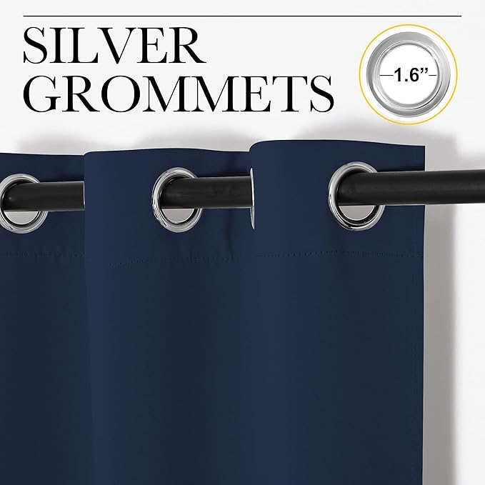 NICETOWN Navy Blackout Curtains 102" Long for Living Room, 55" W, Set of 2, Thermal Insulated Window Treatment Light Reducing Room Darkening Drapes for Boys Kids Bedroom, Classroom, Apartment