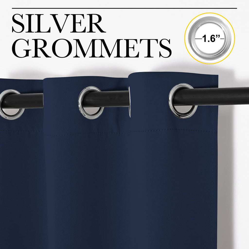 NICETOWN Blackout Curtain Panels for Bedroom, Navy, 2 Panels, W29 x L36-inch, Thermal Insulated Grommet Top Blackout Draperies and Drapes for Basement