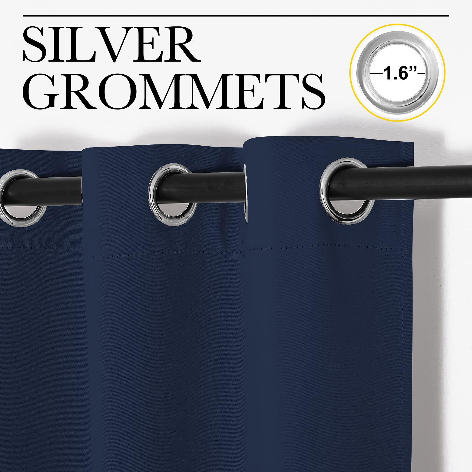 NICETOWN Blackout Curtain Panels for Bedroom, Navy, 2 Panels, W29 x L36-inch, Thermal Insulated Grommet Top Blackout Draperies and Drapes for Basement