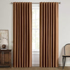 MIULEE 100% Blackout Linen Curtains for Bedroom, Brown Solid Luxury Decor Thermal Insulation Room Darkening Drapes for Living Room Nursery Back Tab Rod Pocket 42 x 72 Inches, 2 Panels