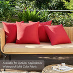MIULEE Pack of 4 Decorative Solid Waterproof Throw Pillow Covers Linen Garden Farmhouse Cushion Cases for Outdoor Patio Tent Balcony Couch Sofa 16x16 inch Red