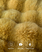 blunique Ultra Soft Cozy Faux Fur Throw Blanket, Fuzzy Plush Thick Bubble Blanket, Oversize Luxury Fluffy Blanket for Couch, Sofa, Bedroom, and Living Room,50x60 Inches, Dark Yellow