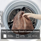 ANARACHON Leather Look Couch Cushion Covers Sofa Seat Slipcovers Sets Couches Furniture Protector for Sectional Armchair Loveseat Pets Kids Stretch Spandex Fabric (3 Cushion Sofa, Light Brown)