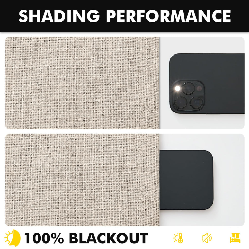 MIULEE 100% Blackout Linen Curtains for Bedroom 42 x 63 Inch Taupe 2 Panels