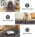 HEBE Washable Hallway Runner Rug 2'x 8' Non Slip Kitchen Rugs Runner,Low Pile Entryway Rug Laundry Room Mat Floral Carpet Runners for Hallways, Kitchen,Bathroom,Laundry,Bedside Rug