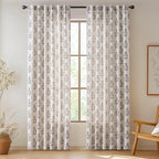 jinchan Linen Floral Curtains for Living Room 84 Inch Length Black Flower Cottage Core Farmhouse Curtains Rod Pocket Back Tab Boho Semi Sheer Window Drapes Bedroom Set 2 Panels Black on Beige