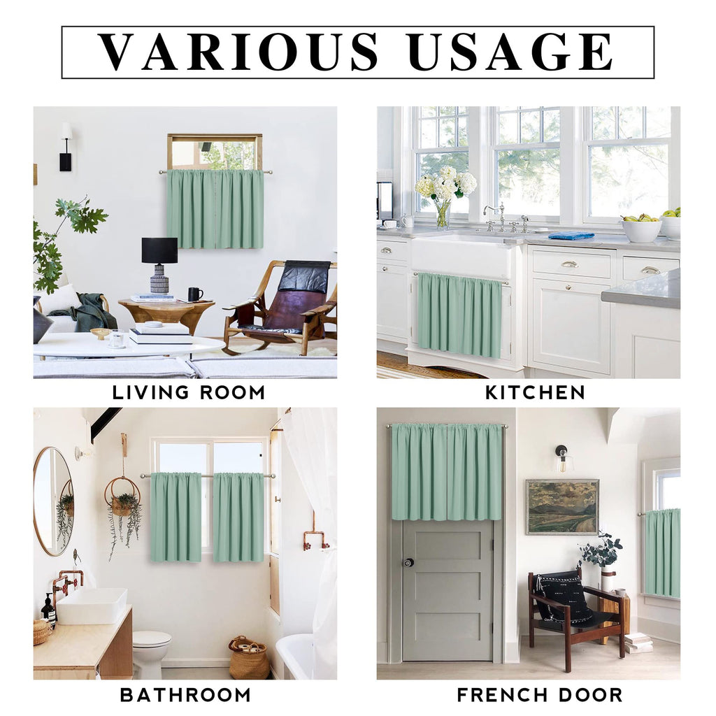 RYB HOME Short Blackout Privacy Curtains 30 inch Long for Bathroom Window